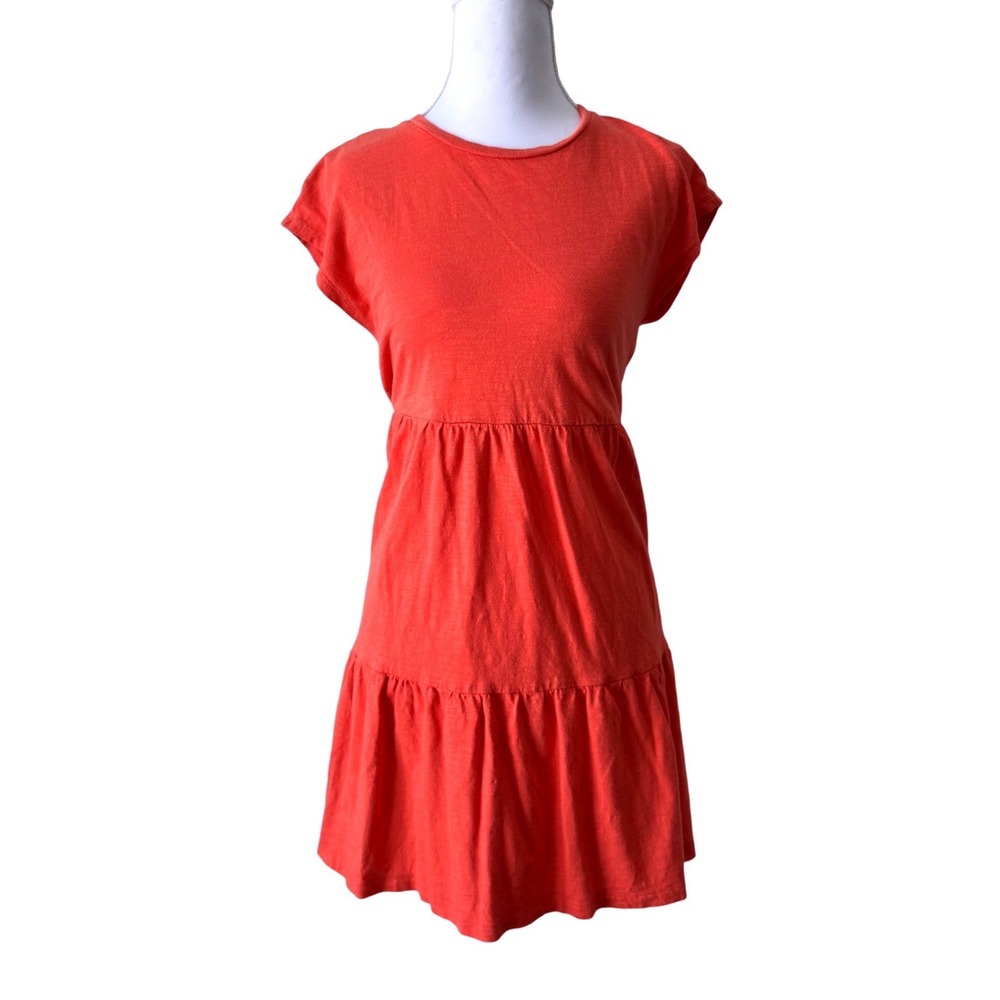 Gap Tiered Mini Babydoll Dress Coral Pink Orange XS